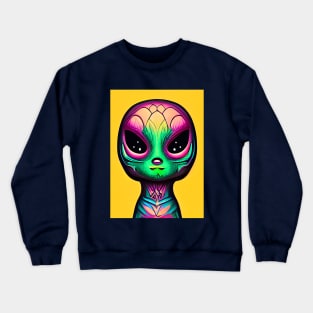 Psychedelic Alien Hippie Rectangle Design Crewneck Sweatshirt